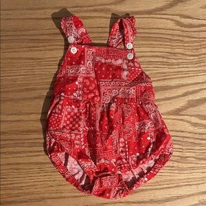 Red Bandana Print Kids Romper